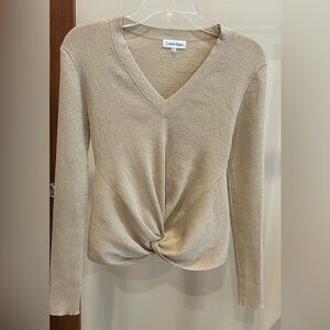 Calvin Klein Metallic Gold Knit Top Size S   NWOT